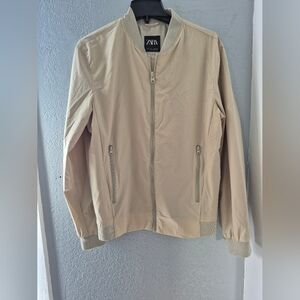 Zara Men's Beige Bomber Jacket